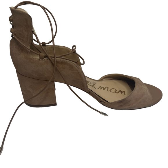 Sam Edelman Serene Block Heel Lace Up Ankle Tie Camel‎ Suede 11 - Picture 4 of 14